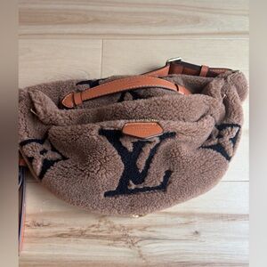 Boutique monogram shearling teddy bumbag